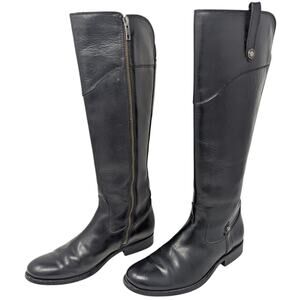 Frye Black Tall Leather Knee High Boots Melissa Zip 6